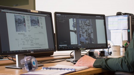 technical drawings on computer screen